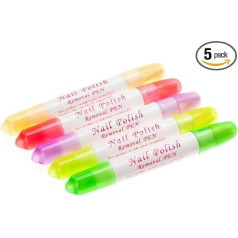 Warm Girl Nail Polish Remover Correction Pen Nail Art Correction Pen with 15 Interchangeable Tips Manicure Tool 5 Pieces