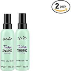got2b Dry Shampoo Extra Care Liquid-to-Dry Spray (2 x 150 ml), Dry Shampoo for Flawless Fresh Looks, Dry Shampoo without Visible Residue with 24 Hours Fruity Floral Fragrance