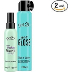 got2b Dry Shampoo Extra Care Liquid-to-Dry Spray (150 ml), for Flawless Fresh Looks & got2b gotGloss Shine Spray (200 ml), for up to 48 Hours Frizz Control
