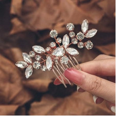Unicra Bridal Wedding Hair Comb Crystal Hair Accessories Bridal Hairpieces for Women and Girls (Rose Gold)