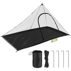 EFUTURETIME Large Mosquito Net Camping, 240 x 140 x 110 cm, Mosquito Net Outdoor, Lightweight Mosquito Net Travel, Mosquito Tent with Zip for Tour, Hiking, Tent Roof, Black