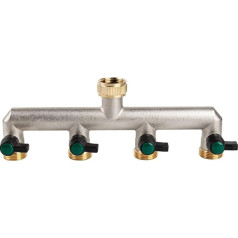 Tesmotor 4 Way Brass T Splitter with 4 Leak Free Ball Valves