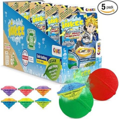 INKEE Surprise Blade Kampfkreisel - 5x Badebomben Kinder mit Überraschung - 5 von 6 BLADE mini Kreiseln - Badekugeln 5x 100g mit Schokolade-Duft und Kakaobutter, Grün oder Rot