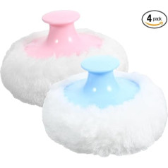HEALIFTY 4 Pieces Baby Talcum Powder Puff Soft Body Powder Puff with Short Handle (Blue and Pink for 2 Pieces)