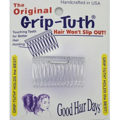 Good Hair Days Grip-Tuth Shorty Combs - Shorty Tuck Combs for Hair Decoration & Hair Styling - Hair Accessories for Fine and Thin Hair (Crystal, Pack of 2 - 1.5