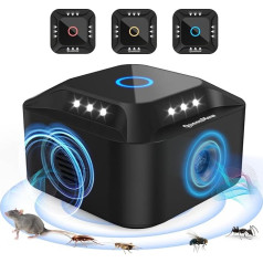 Mouse Repellent Ultrasonic Mouse Repellent 360° Mouse Deterrent Frequency Adjustable Mice Repellent Pluggable Pest Repellent Rat Repellent Indoor Rat Deterrent with LED Strobe Light Rodent Control