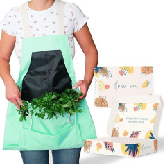 PROTSAG Garden Apron - Garden Gifts for Women & Men - Ideal Garden Apron for Garden Gifts with Multiple Pockets and Adjustable Straps for Harvesting - Garden Hod - Water-Repellent, mint