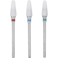 3 Piece Ceramic Nail Drill Bit Set Shank Professional Corn Shape Ceramic Bits, Acrylic Nail File Bits for Manicure Pedicure Cuticle Gel Nail Polishing
