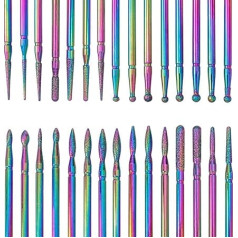 Treki Pack of 30 Pointed Nail Cutter Attachments for Acrylic Nails, Cuticle Bit for Cutters, Ball Diamond for Acrylic Nails, Cuticle Bit for Cutters, Nail Drill Bits for Manicure, Nail Bits for Gel