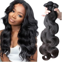 ZENGXJYCQINGJIANG Braiding Hair Body Wave Bundles, Natural Colour Bundles, 1/3/4 Bundles, Brazilian Hair, Body Wave Bundles, 100% Real Hair Extension Bundles Hair Extensions (14 16 16)