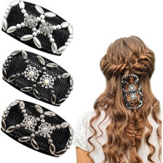Haarkämme für Damen, dehnbar, magische Haarspangen, modische Perlen-Haarkämme, langlebig, doppelseitig, Kristallperlen, Haarschmuck für Frauen und Mädchen, DIY-Frisur, 3 Stück