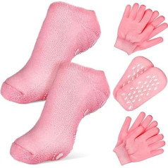 WOONEKY 2 Sets Spa Moisturising Socks for Dry Feet Gloves Foot Socks Exfoliating Gloves Spa Moisture Therapy Gloves Overnight