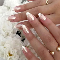 LSTKLY 24pcs French Tip False Nails Press on Nails False Acrylic Nail Stick on Nails French Tip False Nails Short for Women with Removable Glue Nails Stick on Nails Women