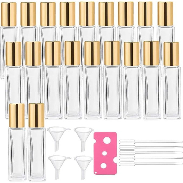 10ml Square Refillable Thick Glass Perfume Bottles for Essential Oils, 04-10ML/20pcs