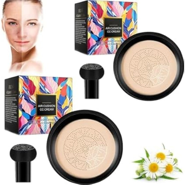 Whalegrass Air Cushion CC Cream, Mushroom Head Air Cushion CC Cream, Whale Grass Make Up, Whalegrass CC Cream, 3 In 1 Air Cushion Waterproof Foundation CC Cream, Whalegrass Concealer (Ivory x 2)