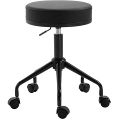 Stool on Wheels, Heavy Duty Kitchen Stool with Wheels, Hairdressing and Cutting Stool with Blue PU Faux Leather Seat, Adjustable Height 45-55cm, Support Weight 160kg, Saddle Salon Stool for