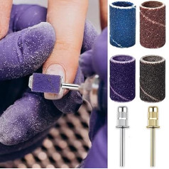 Schleifbänder für Nagelbohrer, 200 Stück, Körnung 80, 120, 180, 240, bunt, mit Nagelbohrer-Set mit 2 Nagelbohrern, für Nägel, Kunst, Maniküre