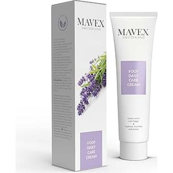 MAVEX Foot Daily Care Cream, Foot Cream for Continuing Pedicure Treatment at Home, Made of Eucalyptus and Lavender, Vitamin E, Urea and Natural Lipids, 100 ml