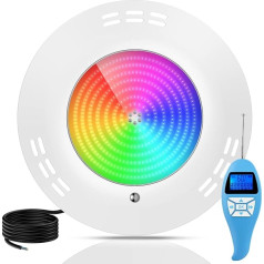LyLmLe Resin Filled Pool Lighting LED, 35 W Ultra Flat Pool Headlight RGB Colour Changing LED Underwater Spotlight with Remote Control, 140° Beam Angle, IP68 Waterproof, Surface-Mounted Mounting, 12 V