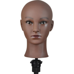 Ruilong Soft Mannequin Head Professional Cosmetology Head Female Head for Wig Making Hat and Glasses Bald Models Doll Head Brown Color