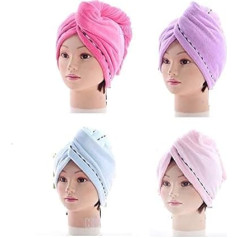 Hair Turban Microfibre Hair Drying Towel Bath Head Quick Dry Bow Coral Fleece White Polka Dots