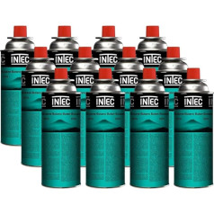 INTEC - Pack of 12 Gas Cartridges Camping 8oz Butane UN2037 Refill for Weed Killer, Stove and Camping Lamps