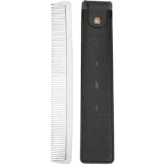 CCbeauty Professional Metal Barber Comb for Men and Women, Stainless Steel Comb for Salon, Hair Cutting Tool, Hairdressing Styling Comb Set with Leather Case (#1)