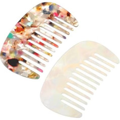 YUXIANLB Kamm mit breiter Zahnung, Entwirrungskamm für Damen, Taschenkamm, mehrfarbig, antistatisch, klein, Acetat, Haarentwirrbürste für Pony, dickes, lockiges, gewelltes, langes Haar, tägliche