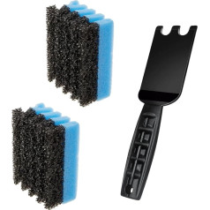 George Foreman Cleaning Sponges (Pack of 2) with Spatula Scraper for George Foreman Indoor Grills, Grill Cleaner Tool with Ergonomic Handle, Heat Resistant Tool for Panini Grill Press