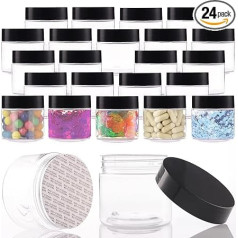 Plastic Jars with Lids 6oz Small Plastic Containers 24 Pack Travel Cosmetic Containers for Creams Leakproof Plastic Container