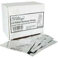World of Nails-Design Polish Remover Wraps/Pads for UV Varnish or Nail Polish, Pack of 100