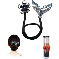 LTHTX Rhinestone Flower Hair Bun Maker, Women's Doughnut Hair Bun Maker Hair Clips Rhinestone Hair Holder Hair Styling Tool