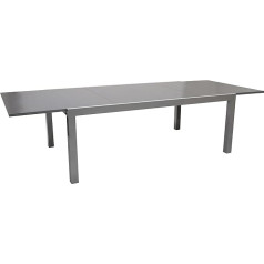 Extending Table Marina XXL 180 / 240 x 100 cm aluminium silver, grey glass.
