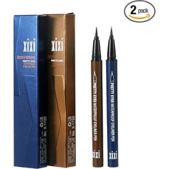 Vtrem 2 Pieces Waterproof Liquid Eyeliner Pen Felt Pen Professional Makeup Cosmetic Tool [Light Brown + Star Blue]