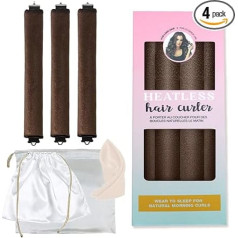 Moguri 3-Piece Heatless Hair Curler Overnight Blowout Curls Rods, Curls without Heat, with Luxury Bag and Scarf, Overnight Curler, for All Hair Types, Brown