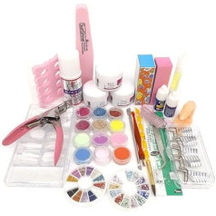 Acrylic Powers Kit Acrylic Powder and Acrylic Liquid Set of 12 Glitter Powders Professional DIY Nail Art Brush Nail Tips Acrylic Decorations Kit