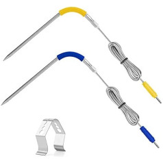 Replacement Meat Probe, Meat Temperature Probe, Compatible with Weber iGrill 3, iGrill Mini, Igrill 2 with Probe Holder, Temperature Range up to 380 °C, Pack of 2