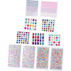 HOODANCOS 22 Sheets Crystal Stickers Face Rhinestones Stickers Nail Gemstones Rhinestones for Crafts Self-Adhesive Rhinestone Stickers Adhesive Kit Colourful Acrylic