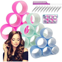 3 Inch Jumbo Hair Rollers for Medium Length Hair, 30 Pieces Heatless Large Hair Rollers with Rat Tail Combs, Salon Hair Dressing Curlers for Women, Thick Hair (75/65/55 mm)