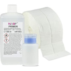 N&BF Primer Set 500 ml + Dispenser Pump Bottle + 1000 Cellulose Pads (2 Rolls of 500 Pieces) - Ultrabond - Primer for Gel Nails - Bonding Agent (Blue 150)
