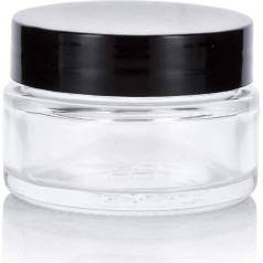 12 x 15ml Thick Clear Glass Jar with Black Smooth Foam Lids