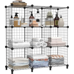 Homidec Wire Cube Storage Shelves with 9 Cubes Bookcase Closet Organizer and Storage Wire Storage Shelves Multipurpose Storage Cubes for Books, Clothes, Tools