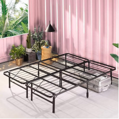 Zinus SmartBase Folding Bed 150 x 190 cm - Height 35 cm - Ideal for a Guest Bed - With Storage Space Under Bed - Metal Bed - Black