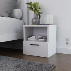 Home Glow Bedside Tables Bedside Drawers Bedside Cabinet 1 Drawer Side Table with Storage Compartment White Product Size W37 x H40 x D30cm