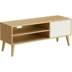Vasagle TV Cabinet Lowboard TV Cabinet for TVs up to 55 Inches 120cm Long TV Stand Living Room Modern Natural Oak Cream White LTV120N01