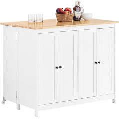 Sobuy KNL10-WN Sideboard Kitchen Island with Expandable Work Surface and Four Doors Kitchen Cabinet Highborad Chest of Drawers White W x H x D x W x H x D x H x D x H x D x H x H x D x