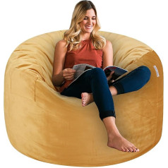 Habutway Sitzsack-Stuhl 91 cm, luxuriöses Samt, ultraweiches Fell mit hochfederndem Memory-Schaum, Sitzsack für Erwachsene, Plüsch-Sofa mit flauschigem, abnehmbarem Schwamm, 91 cm, Zitronengelb