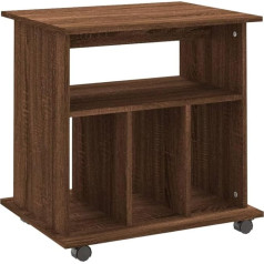 Vidaxl Rolling Cabinet with Lots of Storage Space, Filing Cabinet with Open Compartments, Mobile Office Cabinet, Brown Oak Look, Wood Material