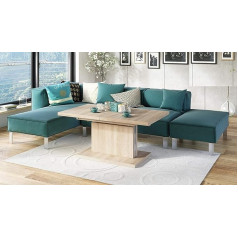Mazzoni Aston Sonoma Design Coffee Table Oak Infinitely Height Adjustable Extendible 120 to 200 cm Dining Table