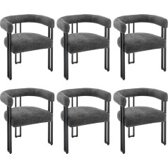 Woltu Dining Room Chairs, Set of 6, Dining Table Chairs with Armrests, Design Chair, Kitchen Chair, Dining Chair, Comfortable, Modern, for Dining Room, Living Room, Bedroom, Made of Chenille Metal,